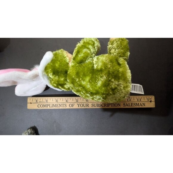 Dan Dee Frog Plush Toy With Bunny Ears 7: green pink  stuffed animal - Picture 8 of 10